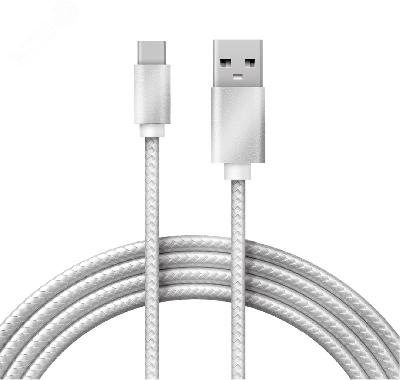 Кабель USB-Type-C, 2A, nylon, silver, 1m, 18-1899,