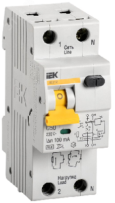 Выключатель автоматический дифференциальный 1п+N 50А 100мА АВДТ-32 C(Электронный)