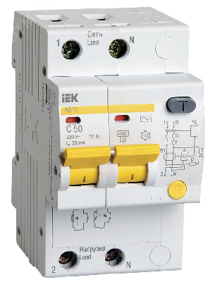 Выключатель автоматический дифференциальный (АВДТ) 2п 50А 30мА АД-12 С(Электронный)