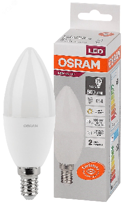 Лампа светодиодная LED 10 Вт E14 3000К 800Лм свеча 220 В (замена 75Вт) OSRAM