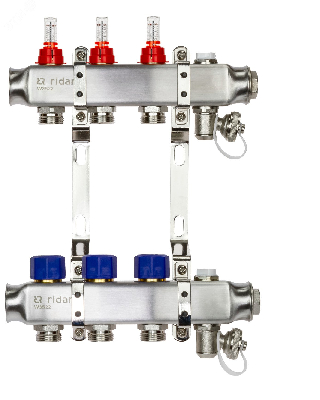 Коллекторная группа SSM-3RF set 3 контура 1' x 3/4' с расходомерами и кронштейнами