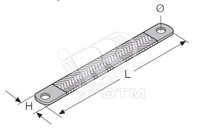 Шина заземления гибкая 25d9 - 22x200(ШхД) (5шт)