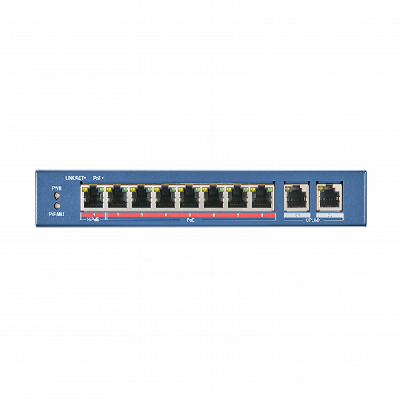 Коммутатор неуправляемый PoE 8 портов 10/100 Мб/с, 2хRJ45, грозозащита 6 кВ