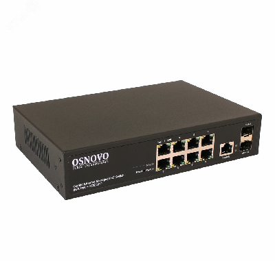 Коммутатор управляемый L2 PoE Gigabit Ethernet на 8 RJ45 PoE + 2 x GE SFP порта SW- 80802/L(150W)