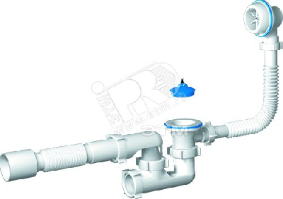 Сифон для ванны АНИ Варяг 1 1/2' х 40 регулируемый пластмассовый выпуск с гибкой трубой 40х50