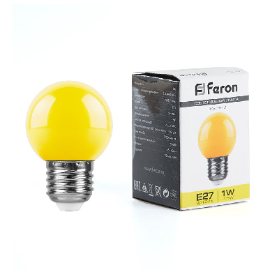 Лампа светодиодная LED 1вт Е27 желтый (шар)