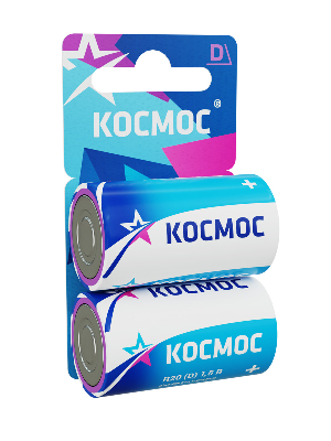 Элемент питания R20 (D) 1.5V Zinc carbon 2BL Космос