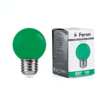 Лампа светодиодная LED 1вт Е27 зеленый (шар)