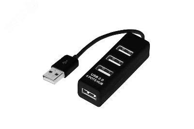 Разветвитель USB на 4 порта черный,