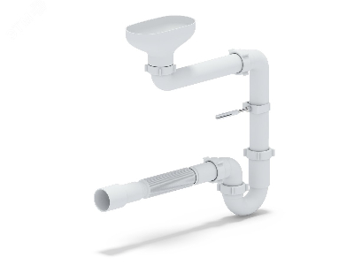 Сифон для мойки АНИ 1 1/2' x 40 прямоточный смещенный с разрывом струи с гибкой трубой 40x40/50