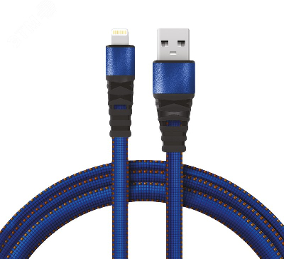 Кабель USB-Lightning 2.4 A, 1 м, синяя нейлоновая оплетка, 18-7053,