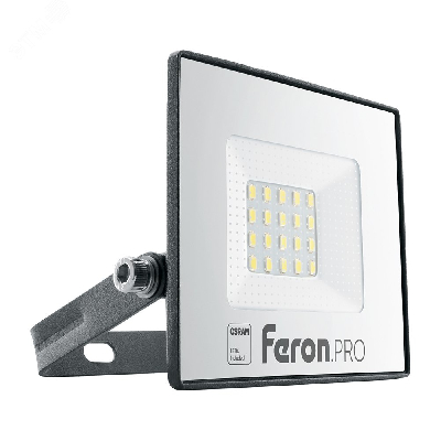 Прожектор светодиодный ДО-20w 6400К 1600Лм IP65 черный Feron.PRO